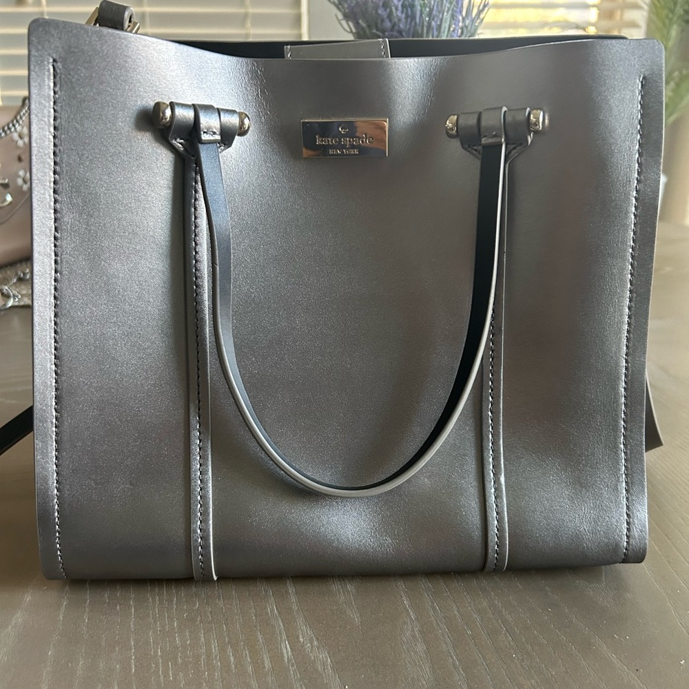 Kate Spade Metallic Gray Tote Bag